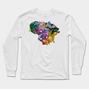 Spirograph Patterned Lithuania Counties Map Long Sleeve T-Shirt